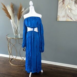 FARM Rio Blue Long Sleeve Dress